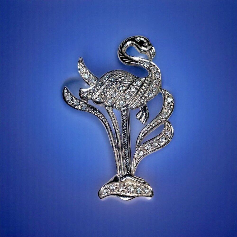 Signed ND 925 Silver Flamingo Pin Brooch